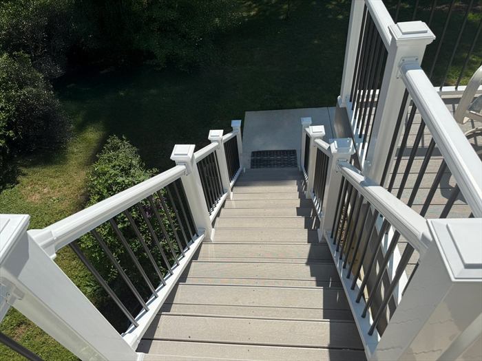 Stair run with white balusters